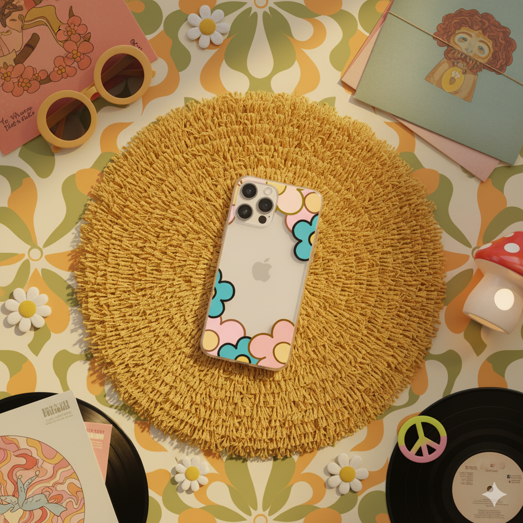 🌼 Retro Bloom Border | Clear Hybrid Phone Case 🌼